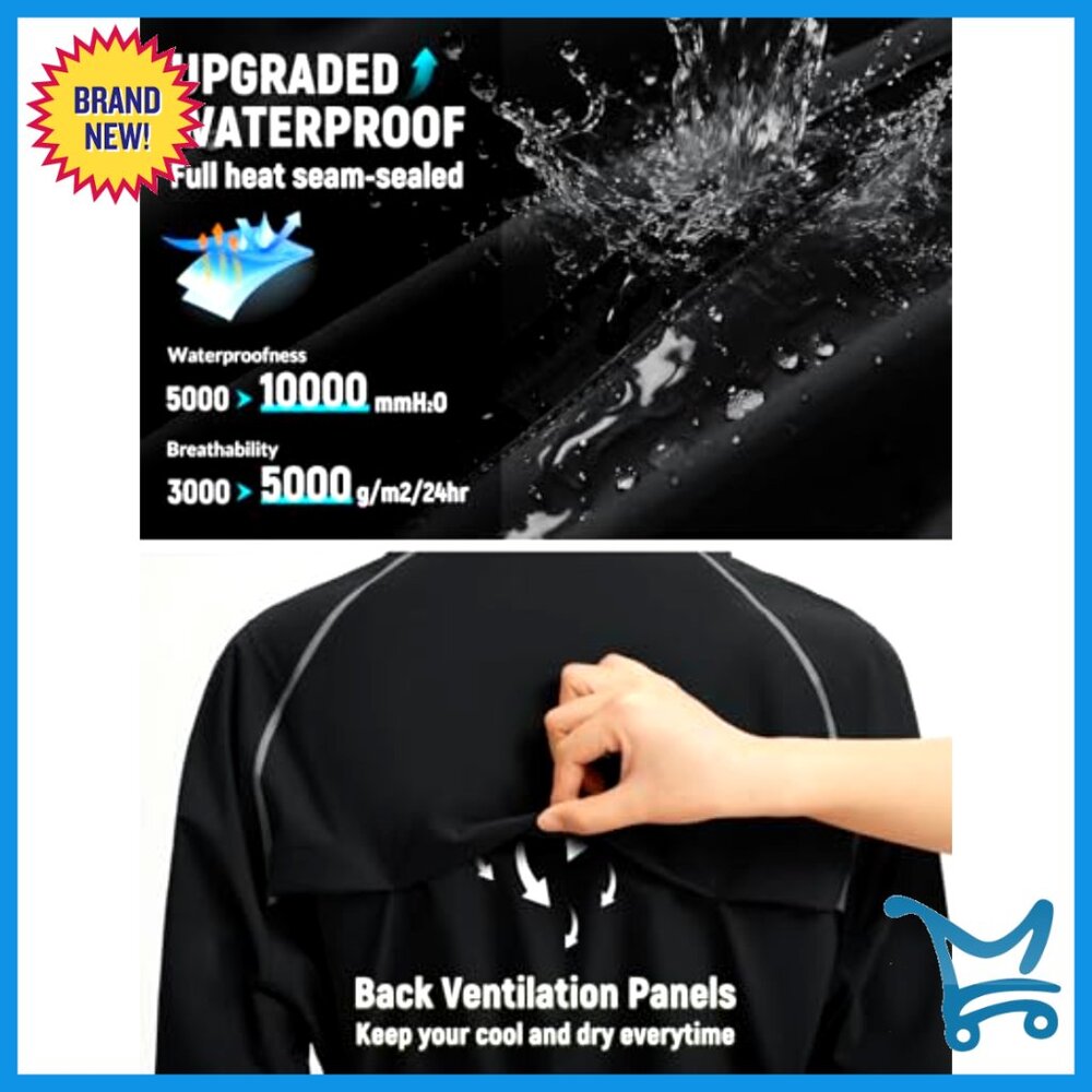 Waterproof Packable Rain Jacket Reflective Hooded… - image 3